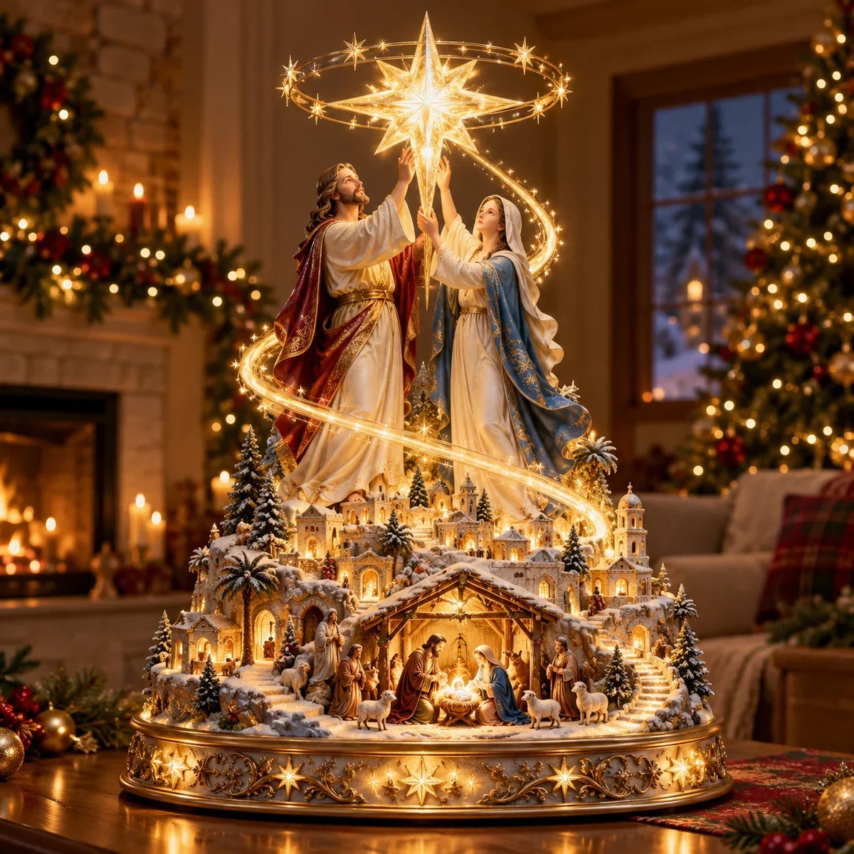 🔥 LAST DAY 50% OFF 🔥  ⭐✨ Bethlehem Star Of Hope™ – Jesus Holding The Guiding Star Illuminated Christmas Nativity Scene
