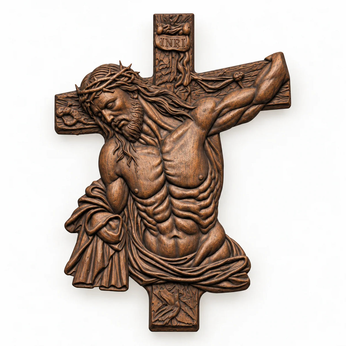 ✝️ Hand-Carved Beech Wood Crucifix – Jesus Christ Wall Cross with Intricate Relief Details | A Meaningful Reminder of His Love & Christian Faith Gift