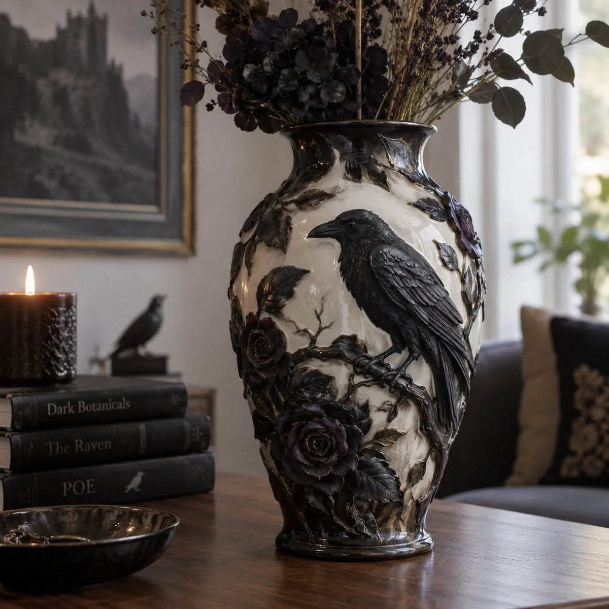💀🐦‍⬛ Crystal Skull Vase – Where Darkness Meets Elegance ✨