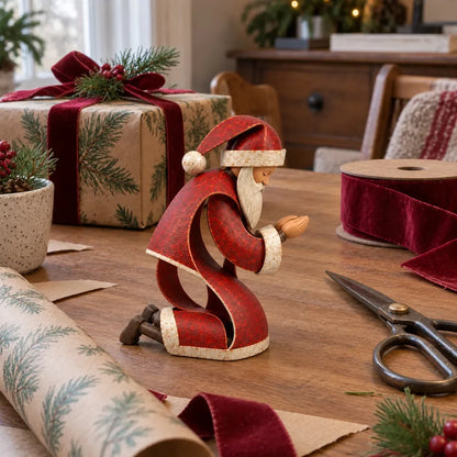 ⏳ Last Day 49% OFF – ✝️ Santa Kneeling Before Jesus Christmas Figurines | Meaningful Wood & Iron Faith Décor 🎄