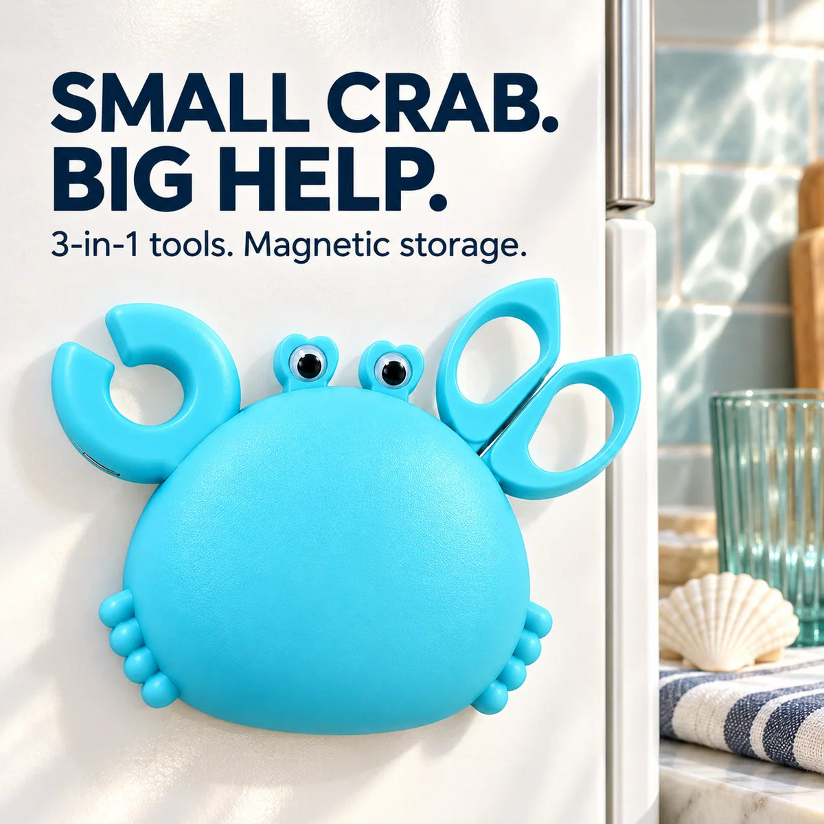🦀 Handy Crab – 3-in-1 Kitchen Tool Set & Cute Fridge Magnet
