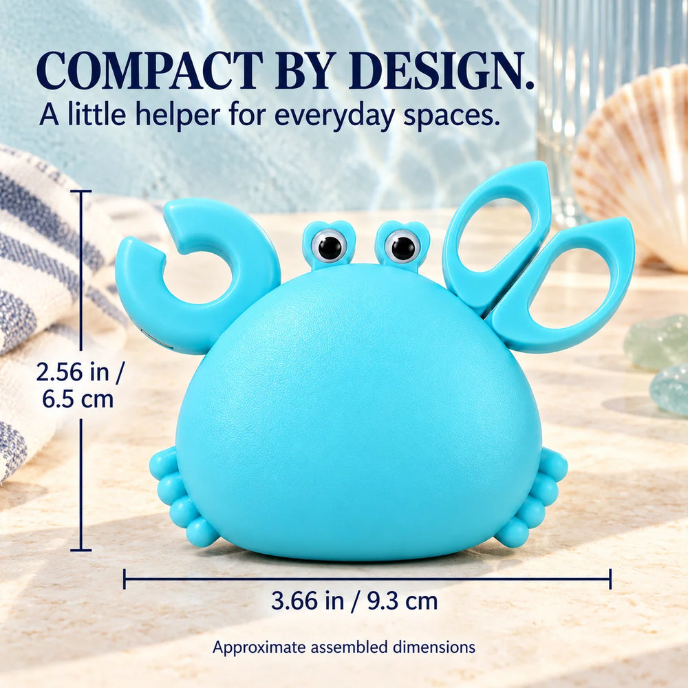 Handy Crab compact size guide showing approximately 9.3 cm width and 6.5 cm height