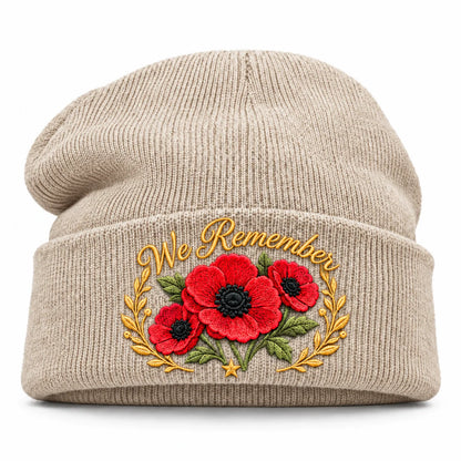 "Lest We Forget" Poppy Embroidered Beanie