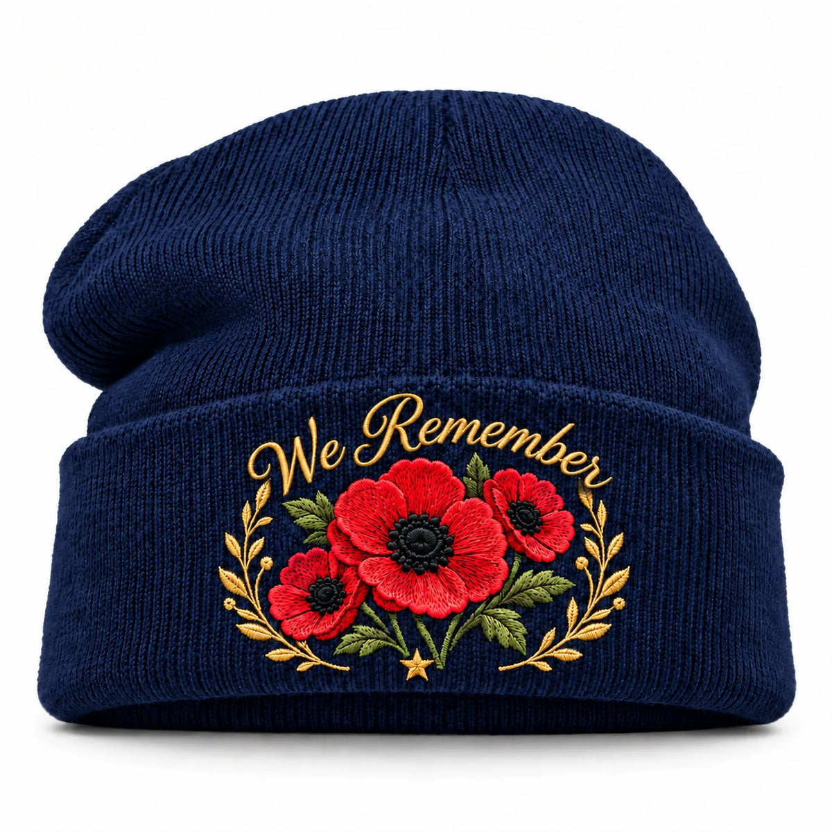 "Lest We Forget" Poppy Embroidered Beanie