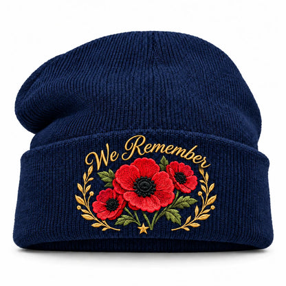 "Lest We Forget" Poppy Embroidered Beanie