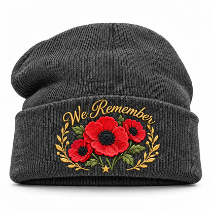 🌺 Lest We Forget — Poppy Tribute Remembrance Beanie