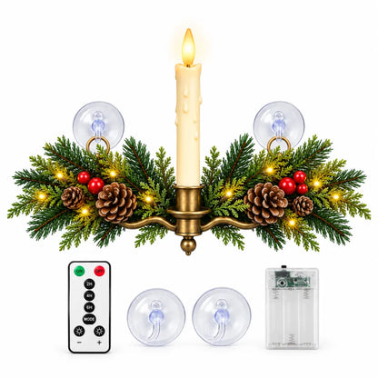 🔥 LAST DAY 50% OFF 🔥Vintage Christmas Window Candle Swag with Remote