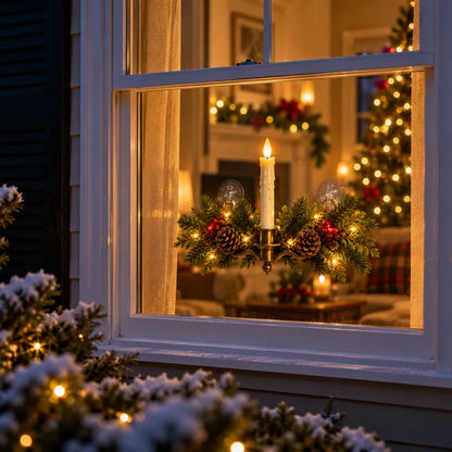 🔥 LAST DAY 50% OFF 🔥Vintage Christmas Window Candle Swag with Remote