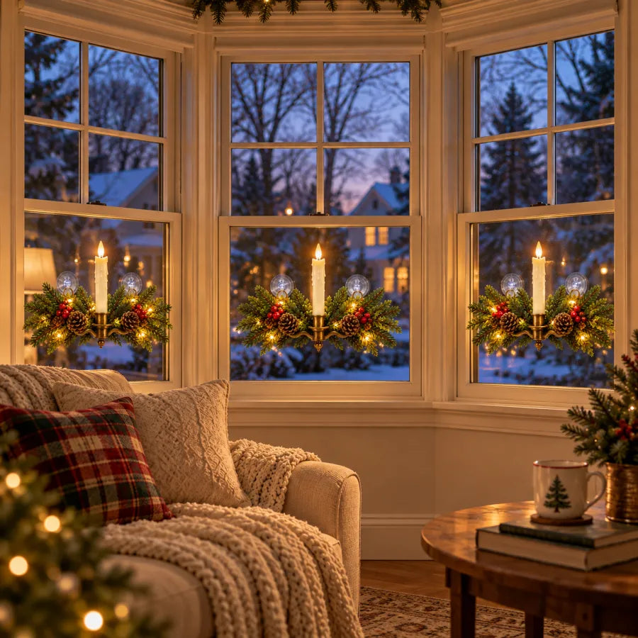 🔥 LAST DAY 50% OFF 🔥Vintage Christmas Window Candle Swag with Remote