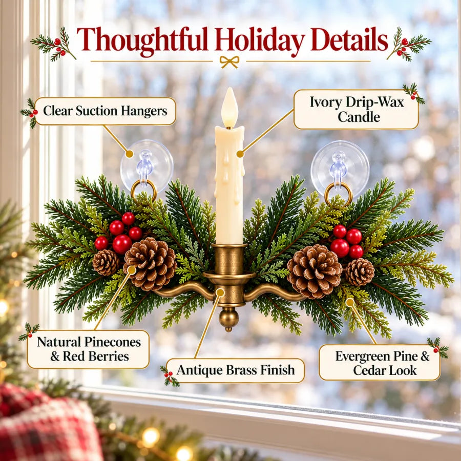 🔥 LAST DAY 50% OFF 🔥Vintage Christmas Window Candle Swag with Remote