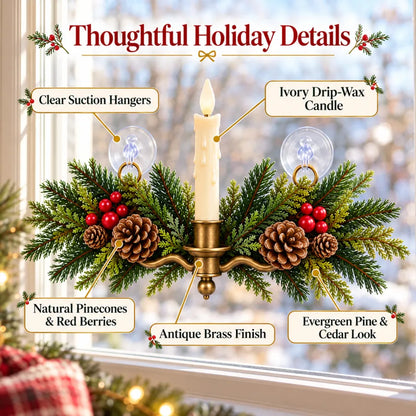 🔥 LAST DAY 50% OFF 🔥Vintage Christmas Window Candle Swag with Remote