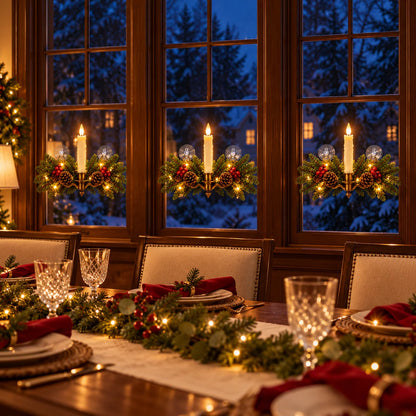 🔥 LAST DAY 50% OFF 🔥Vintage Christmas Window Candle Swag with Remote