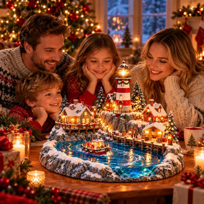 🌊🎄 Coastal Christmas Harbor-Lighted Coastal Lighthouse Village