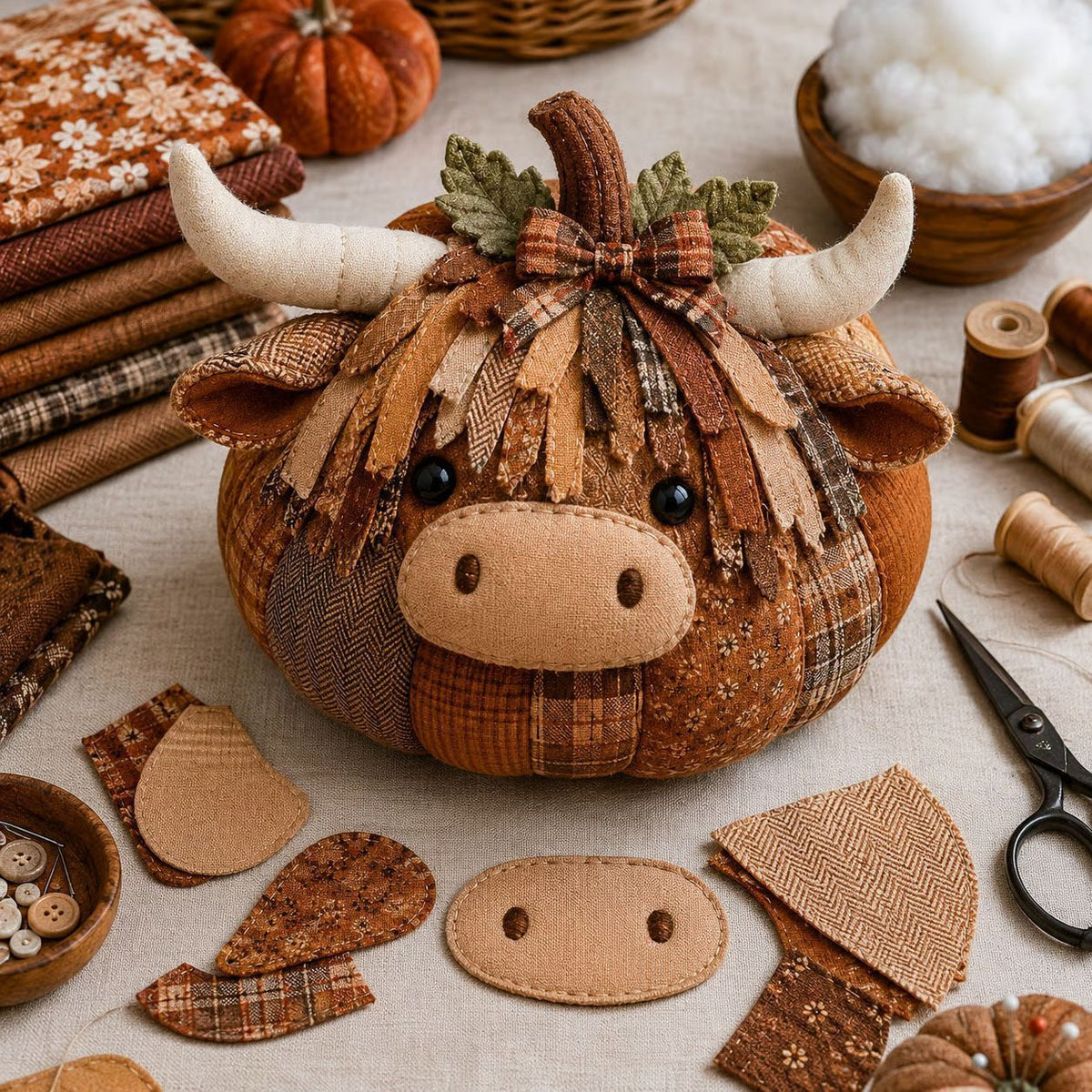 Whimsical Patchwork Pumpkin Friends DIY Sewing Kit – Beginner-Friendly Autumn Craft Set