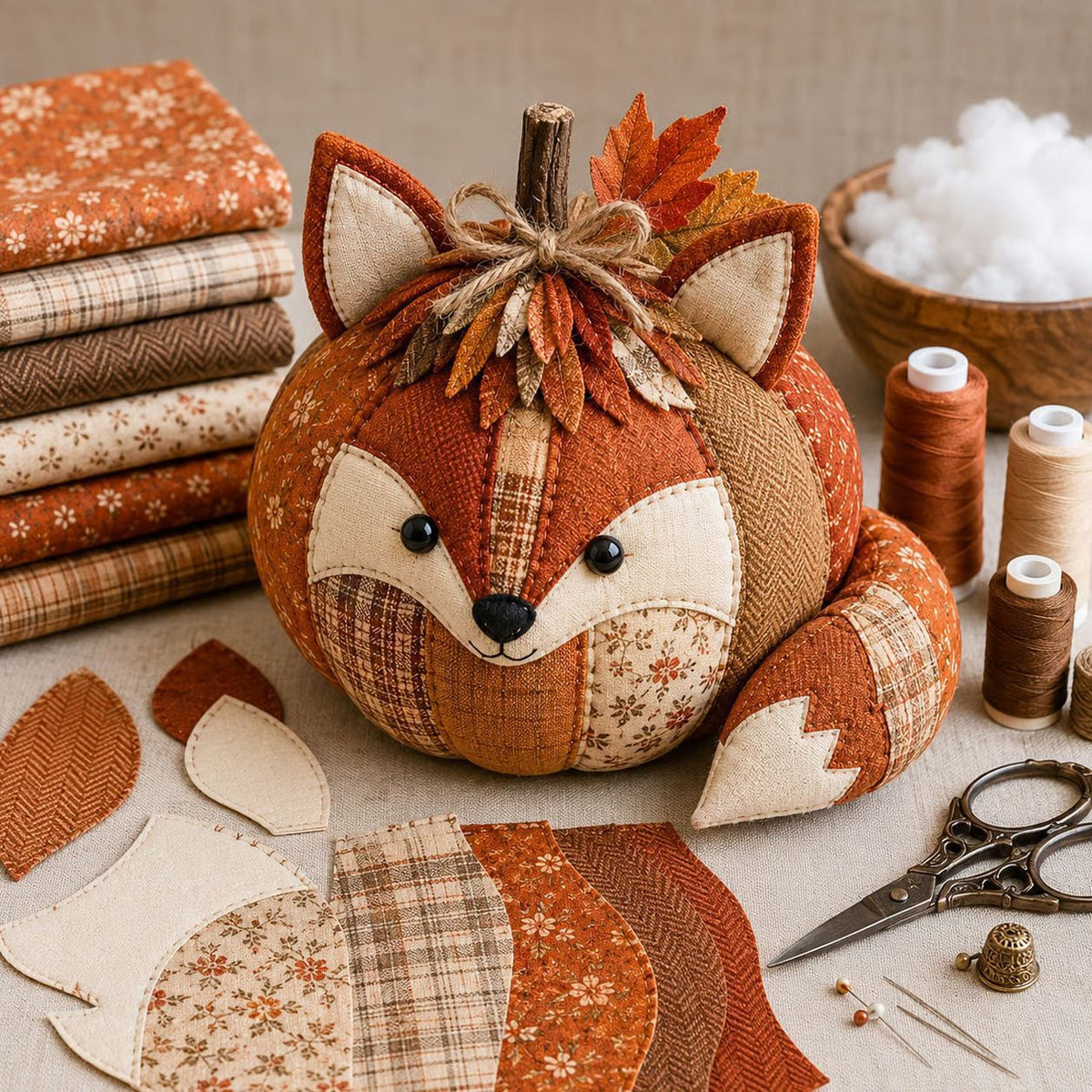 Whimsical Patchwork Pumpkin Friends DIY Sewing Kit – Beginner-Friendly Autumn Craft Set