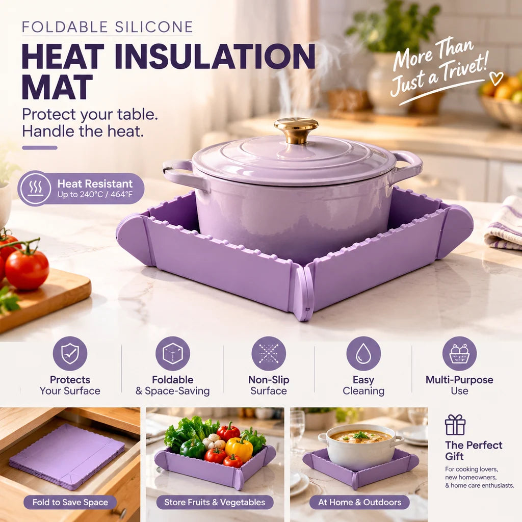 🍳🧲MagnaFold™ 3-in-1 Magnetic Silicone Trivet – Hot Pad, Foldable Tray & Fridge Storage