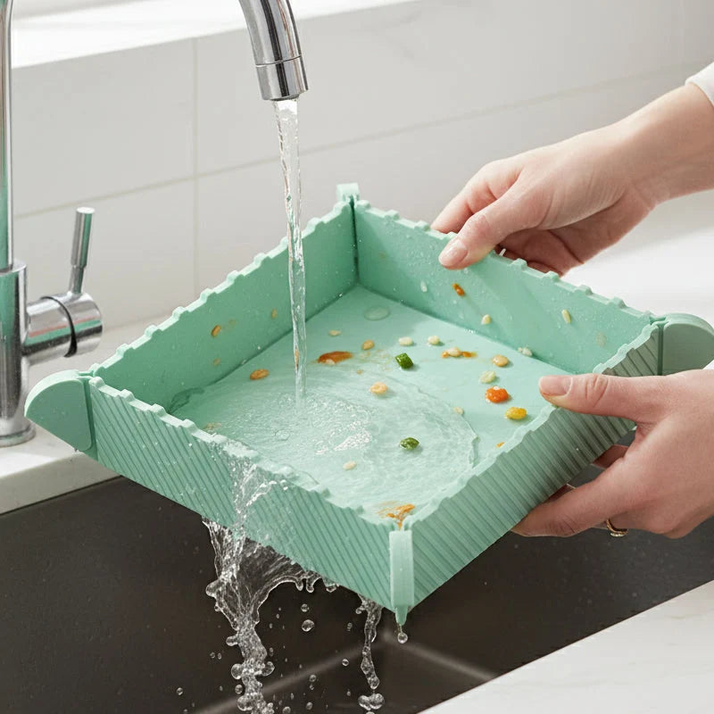 🍳🧲MagnaFold™ 3-in-1 Magnetic Silicone Trivet – Hot Pad, Foldable Tray & Fridge Storage