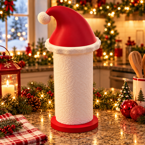 🎅 Santa Hat Paper Towel Holder