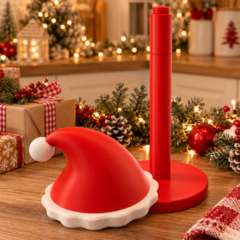 Reusable Christmas themed Santa hat paper towel holder