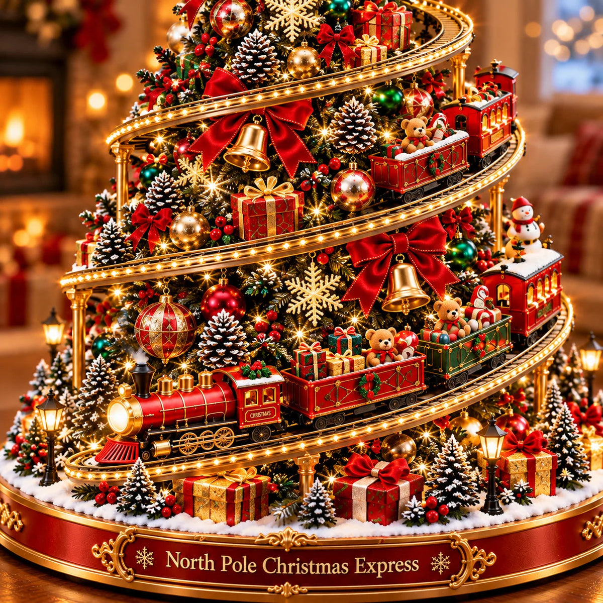 🔥 LAST DAY 50% OFF 🔥 North Pole Christmas Express Tree™ – Lighted Spiral Moving Train Christmas Tree Display 🎄🚂✨