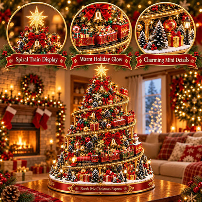 🔥 LAST DAY 50% OFF 🔥 North Pole Christmas Express Tree™ – Lighted Spiral Moving Train Christmas Tree Display 🎄🚂✨