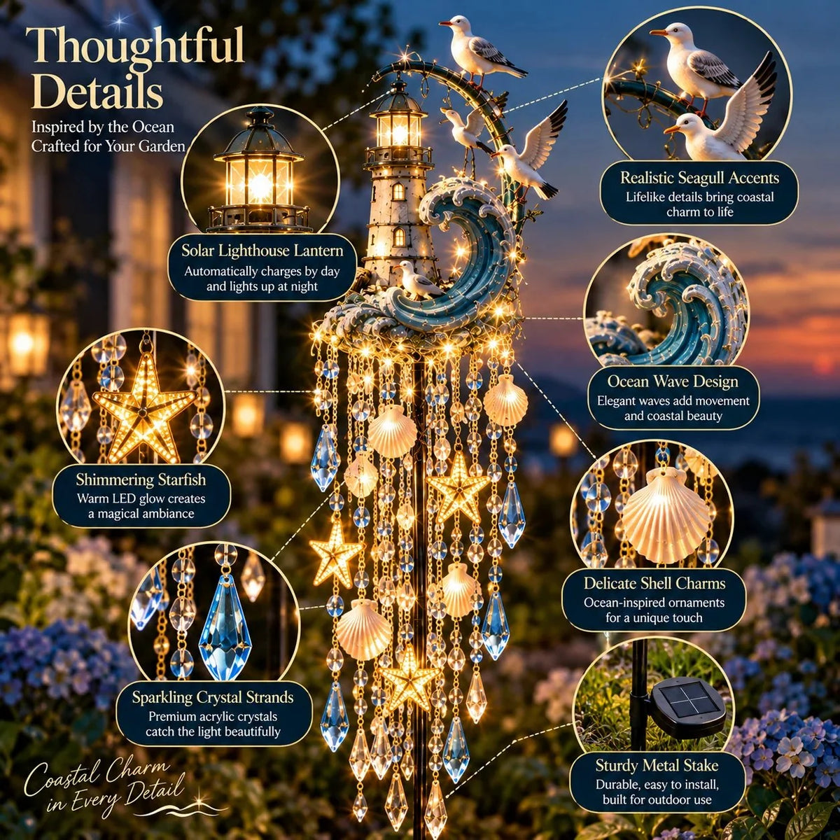 ✨🌊 Lighthouse Tide Glow – Solar Coastal Garden Light