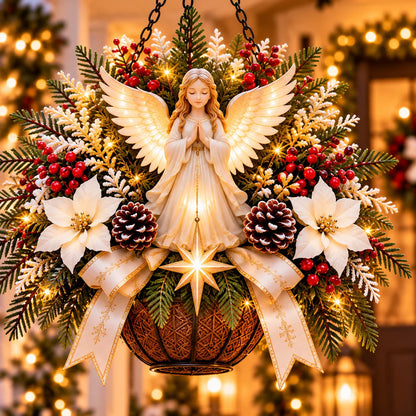 🎄 CHRISTMAS LIMITED-TIME 50% OFF | Christian Christmas Hanging Basket™ – Angel & Dove Faith-Inspired Holiday Porch Decor
