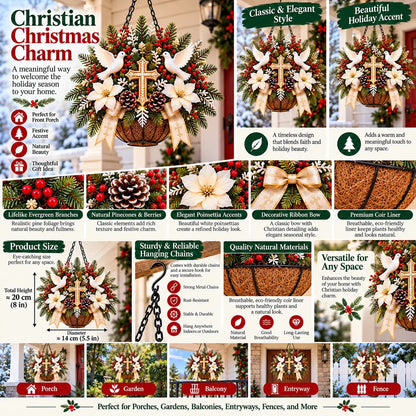 🎄 CHRISTMAS LIMITED-TIME 50% OFF | Christian Christmas Hanging Basket™ – Angel & Dove Faith-Inspired Holiday Porch Decor