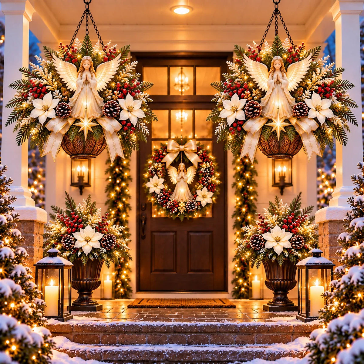 🎄 CHRISTMAS LIMITED-TIME 50% OFF | Christian Christmas Hanging Basket™ – Angel & Dove Faith-Inspired Holiday Porch Decor
