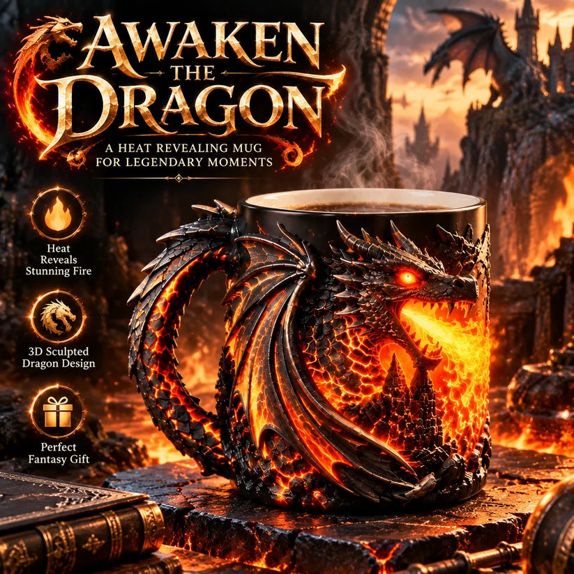 🔥 LAST DAY 50% OFF 🔥🐉 Awaken the Dragon™ – 3D Heat-Reveal Magic Mug with Color-Changing Fire & Sculpted Dragon Design 🔥☕✨