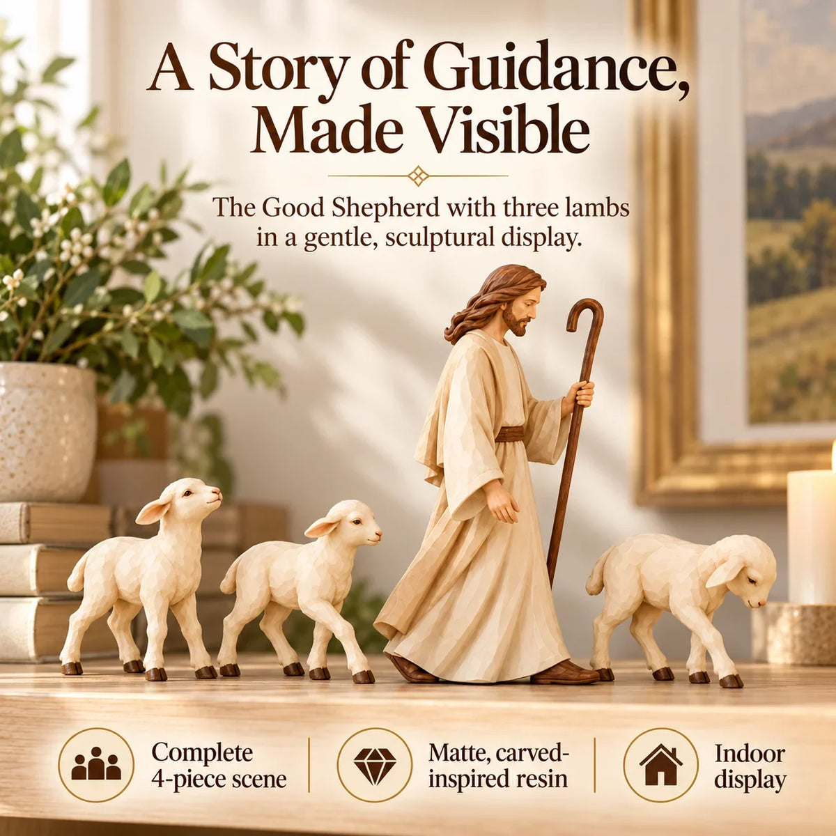✝️ Good Shepherd & Lamb Sculpture Collection | Faith-Inspired Home Décor