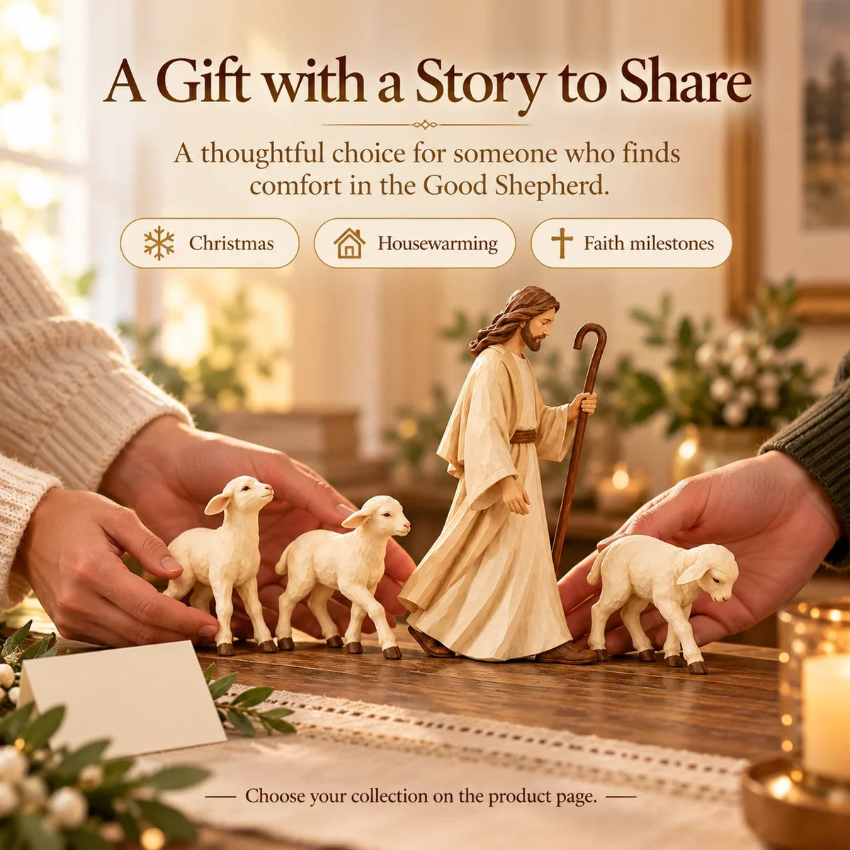 ✝️ Good Shepherd & Lamb Sculpture Collection | Faith-Inspired Home Décor