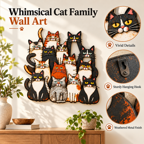 🐾Whimsical Cat Family Metal Wall Art
