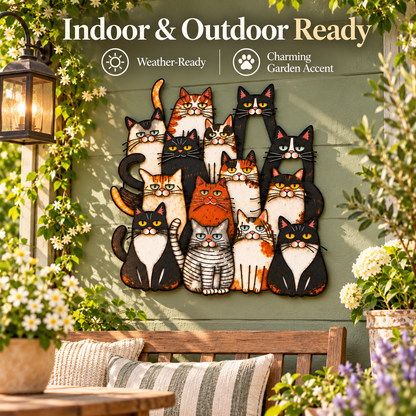 🐾Whimsical Cat Family Metal Wall Art