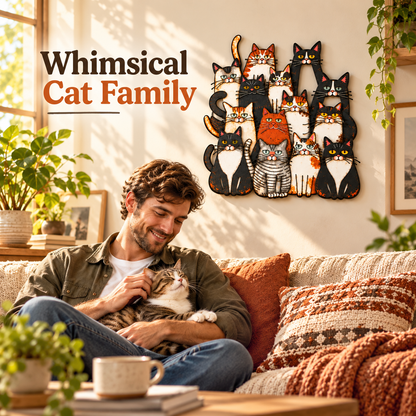 🐾Whimsical Cat Family Metal Wall Art