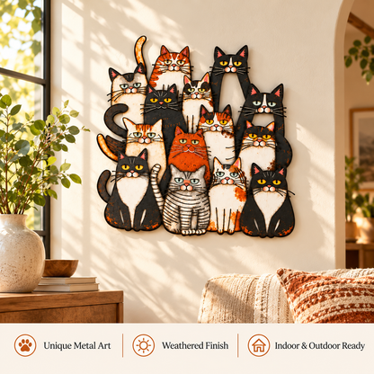 🐾Whimsical Cat Family Metal Wall Art