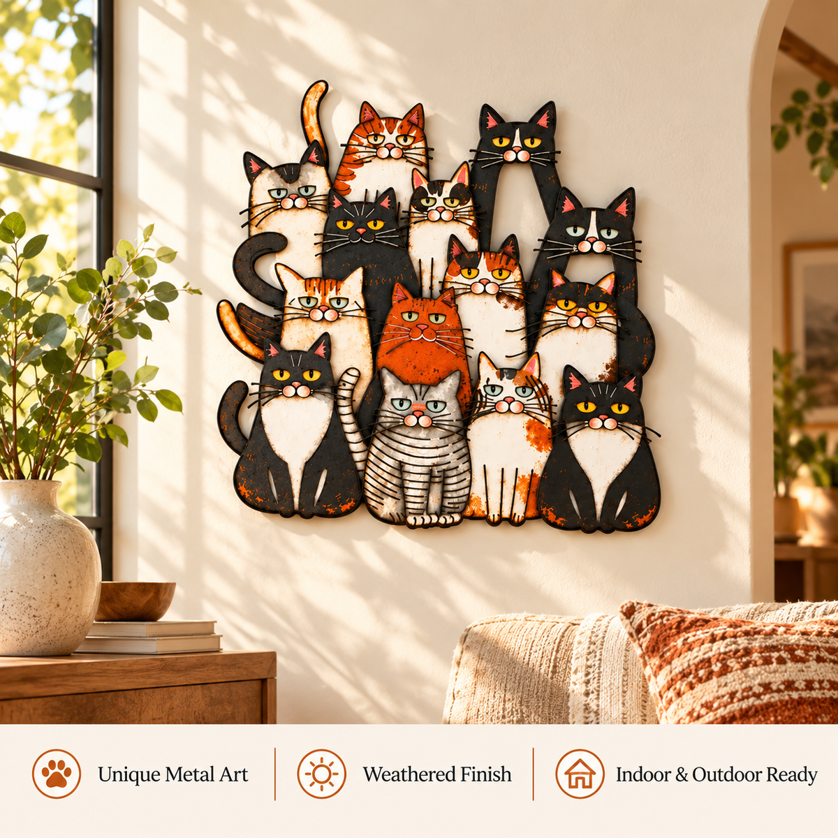 🐾Whimsical Cat Family Metal Wall Art