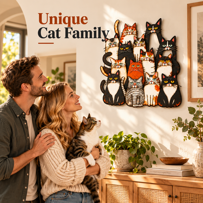 🐾Whimsical Cat Family Metal Wall Art
