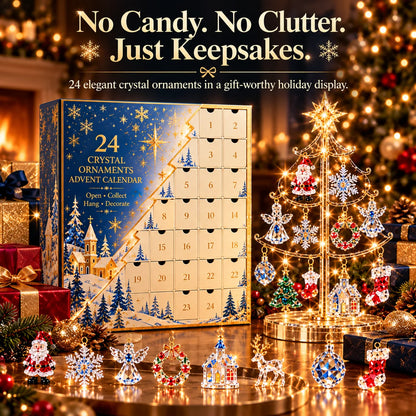 🎄✨  2026 Christmas Advent Calendar – 24 Crystal-Style Ornaments with Reusable Christmas Tree Display | 24 Days of Holiday Surprises