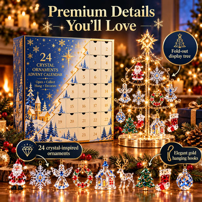 🎄✨  2026 Christmas Advent Calendar – 24 Crystal-Style Ornaments with Reusable Christmas Tree Display | 24 Days of Holiday Surprises