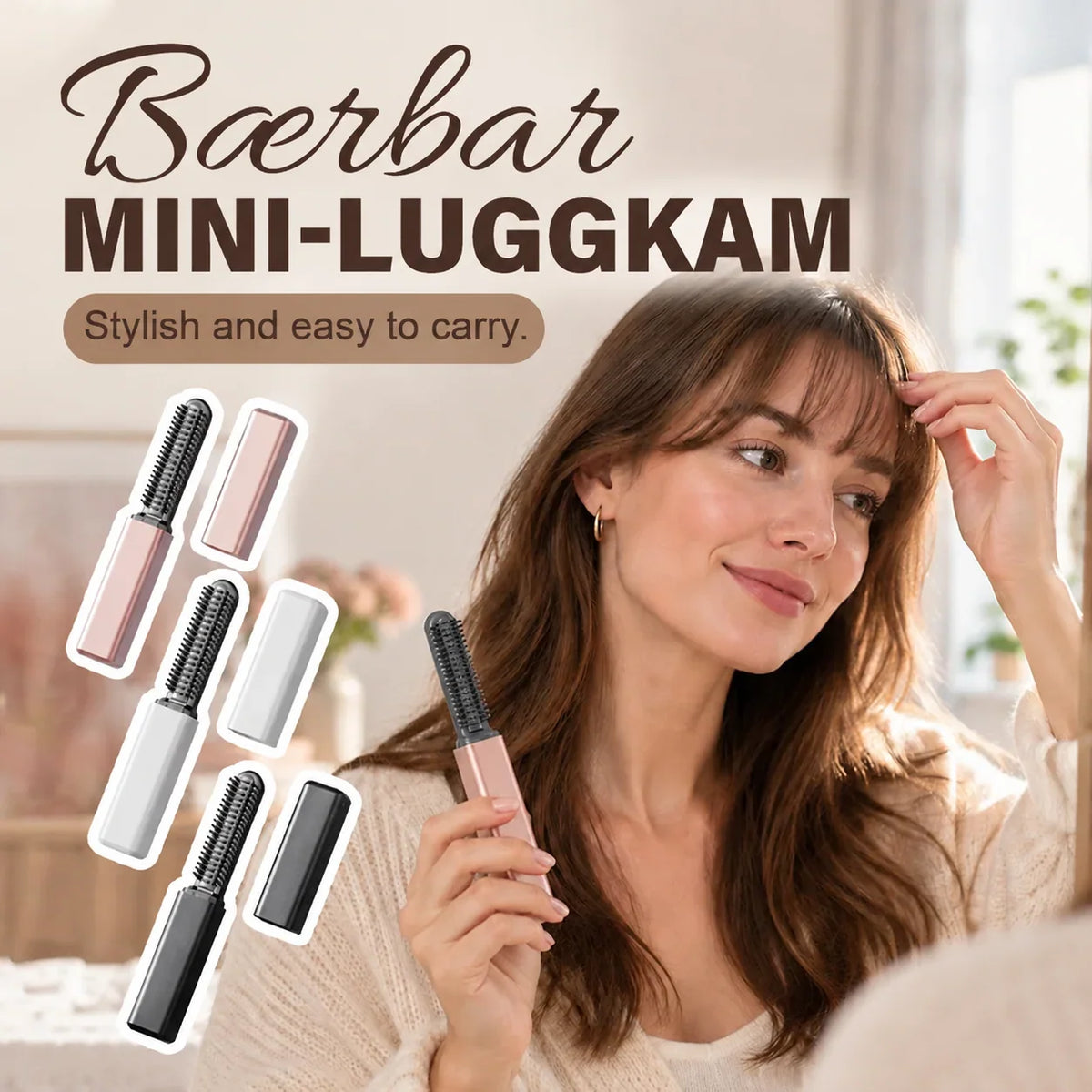 ✨ Tired of Messy Bangs? Style Them Anytime with This Compact Wireless Hot Comb! 💖