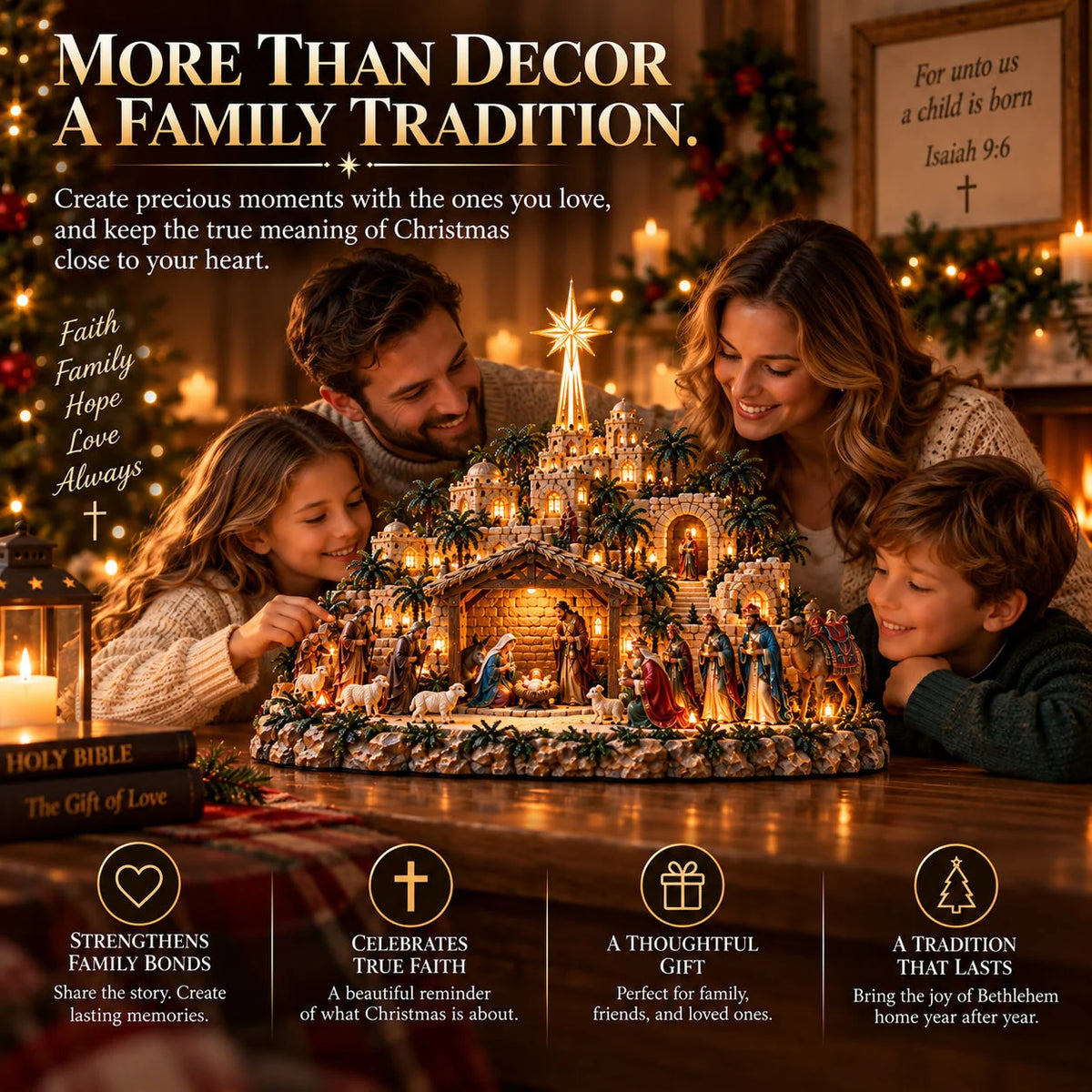 ✨ Remember the Night That Changed Everything! — The Holy Night of Bethlehem Illuminated Nativity Village