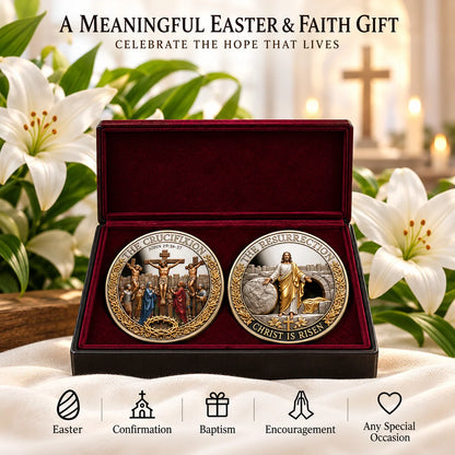 Two Sides, One Promise – Crucifixion & Resurrection Commemorative Badge