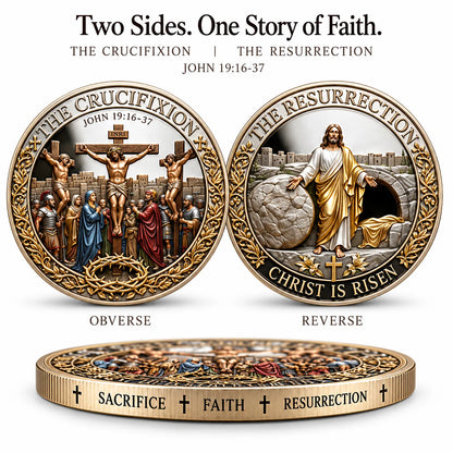 Two Sides, One Promise – Crucifixion & Resurrection Commemorative Badge