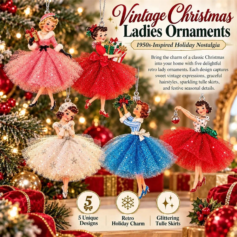 Vintage Christmas lady ornament collection design inspiration