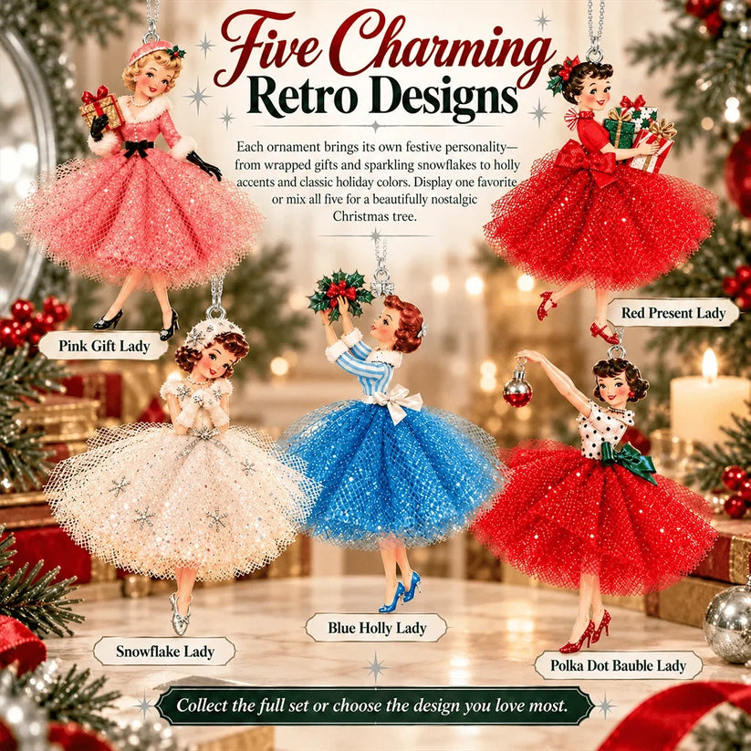 Decorative vintage Christmas lady character ornament