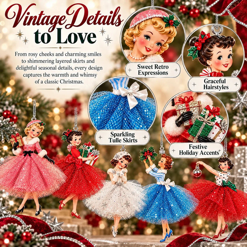 Decorative retro Christmas lady ornament design