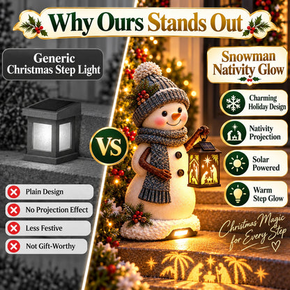 ⛄✨ Snowman Nativity Glow™ – Solar Christmas Step Light with Holy Family Projection 🎄 ✝️