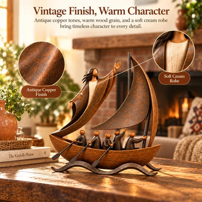 ⛵ ❤️When Life Gets Stormy, Let Faith Be Your Anchor — Peace in the Storm Sailboat Sculpture ✝️