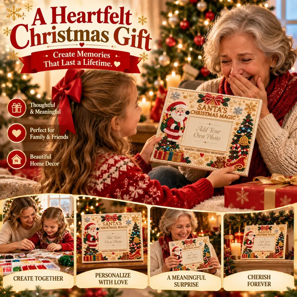 🎄❤️ DIY Christmas Pearl Art Photo Frame – Create Memories Together